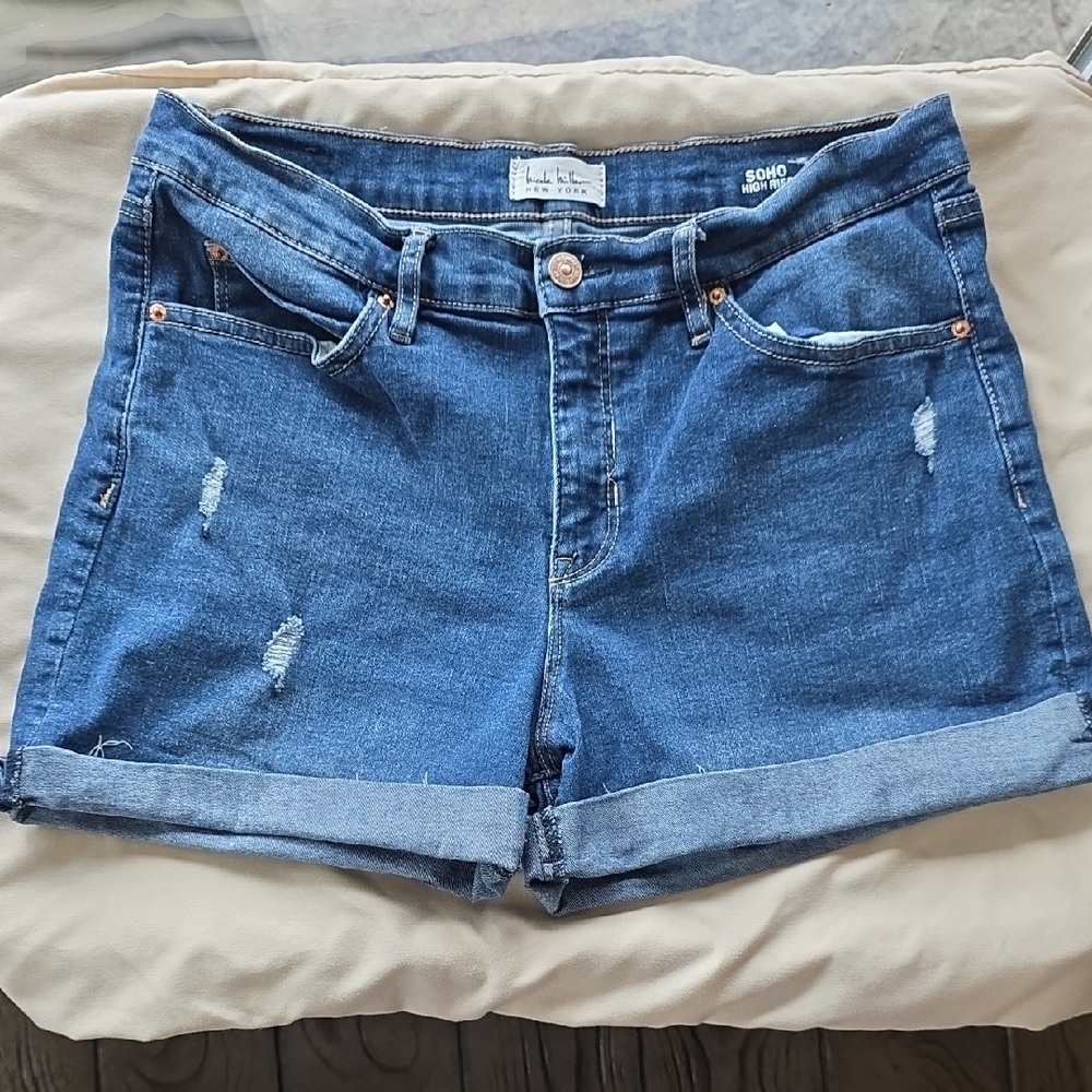 Nicole Miller Dark Blue Rolled Hem Denim Shorts